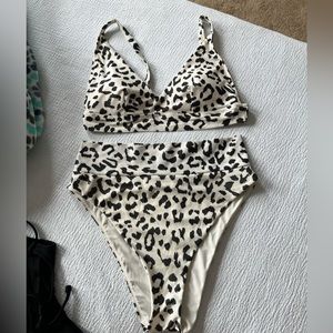 Aerie white leopard bikini set